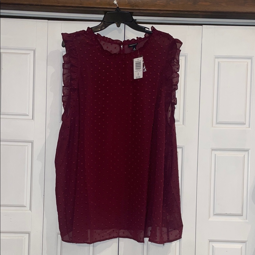 Torrid Deep Red Ruffle Sleeve Blouse